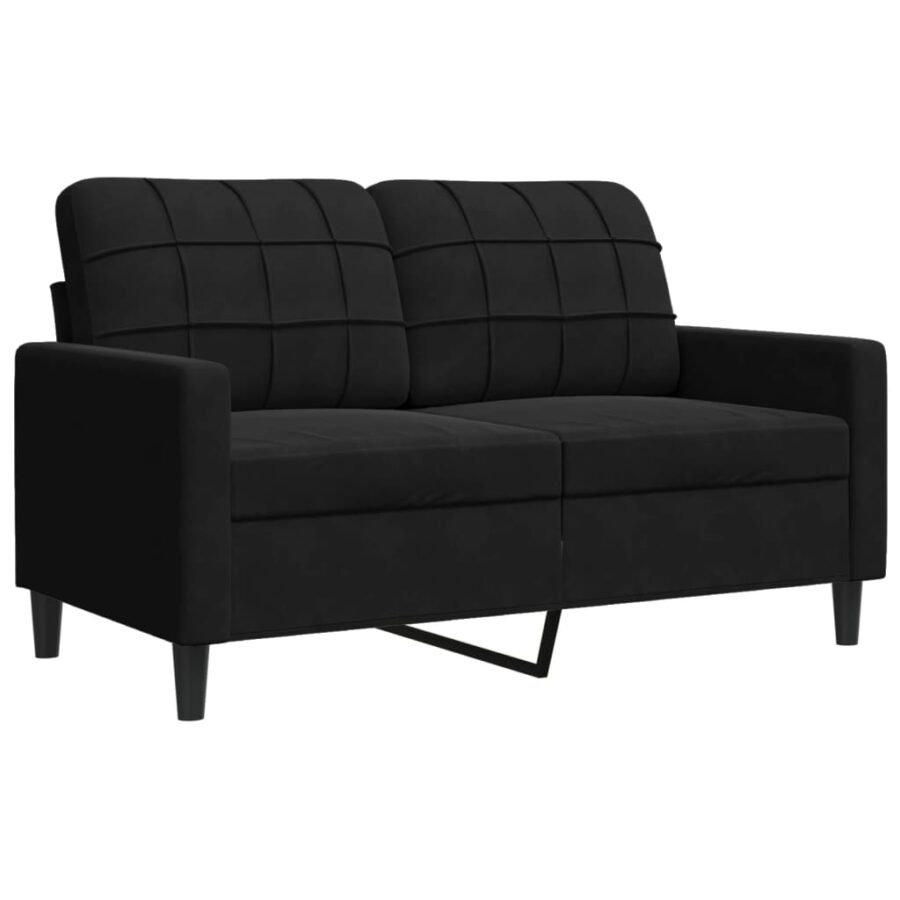 3-delige Loungeset met kussens fluweel zwart - Afbeelding 5