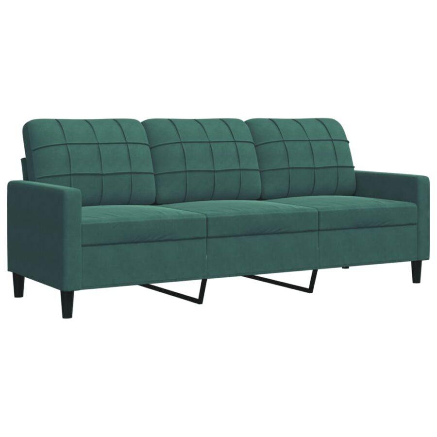 3-delige Loungeset met kussens en bolsters fluweel donkergroen - Afbeelding 4