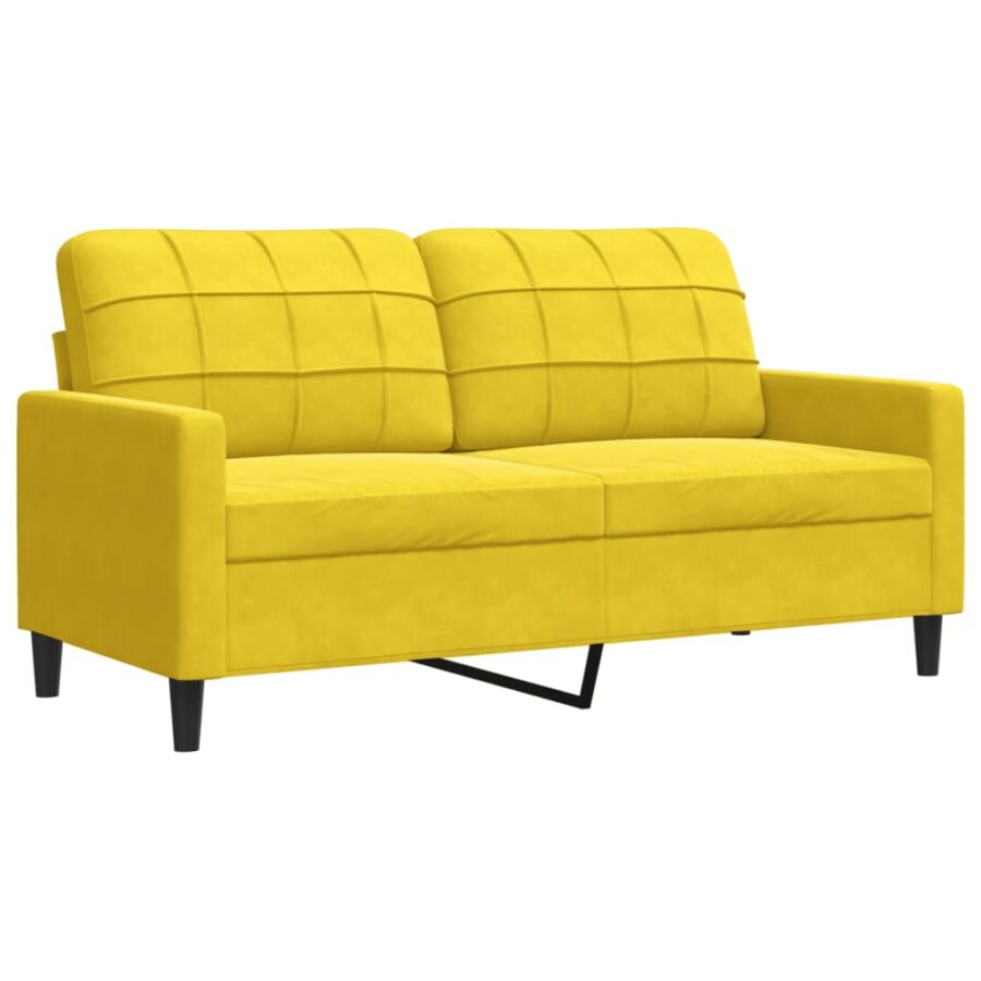 3-delige Loungeset met kussens en bolsters fluweel geel - Afbeelding 5