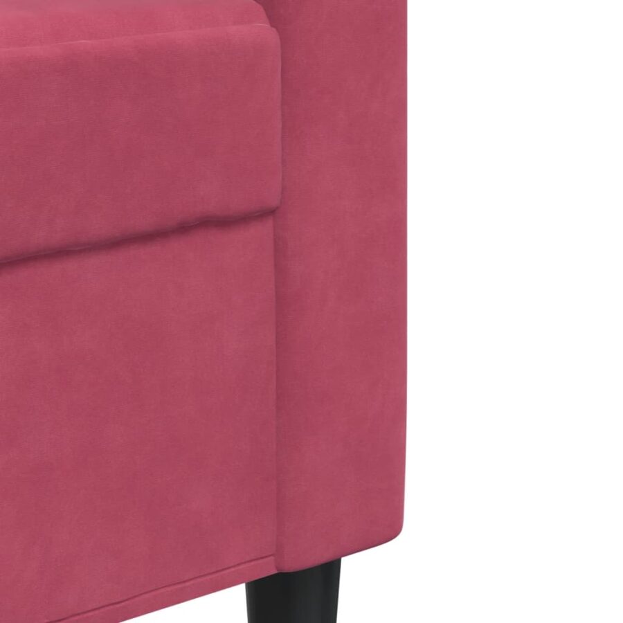 3-delige Loungeset met kussens fluweel wijnrood - Afbeelding 7