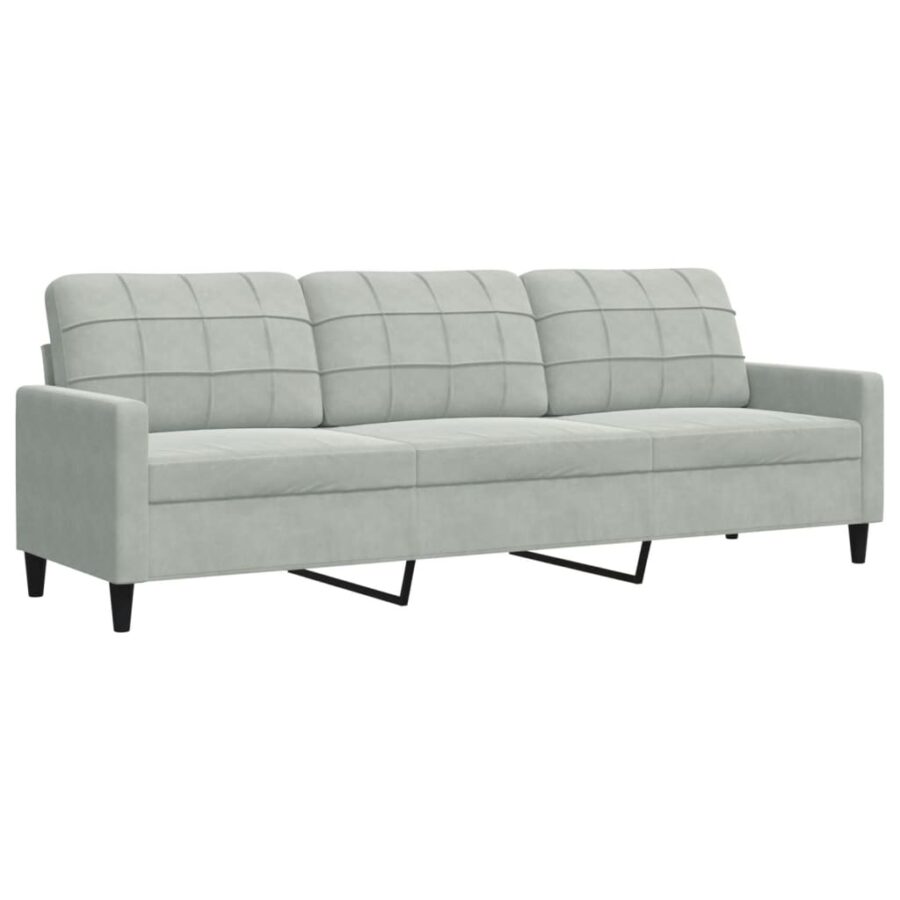 3-delige Loungeset met kussens en bolsters fluweel lichtgrijs - Afbeelding 4