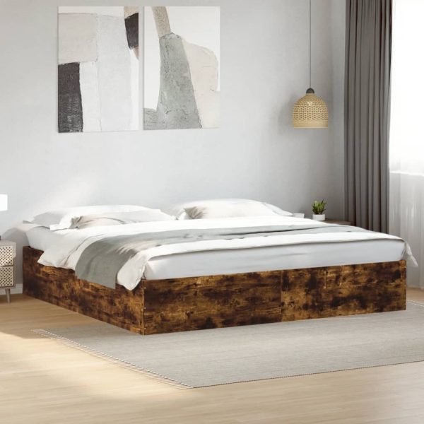 Bedframe bewerkt hout gerookt eikenkleurig 180x200 cm