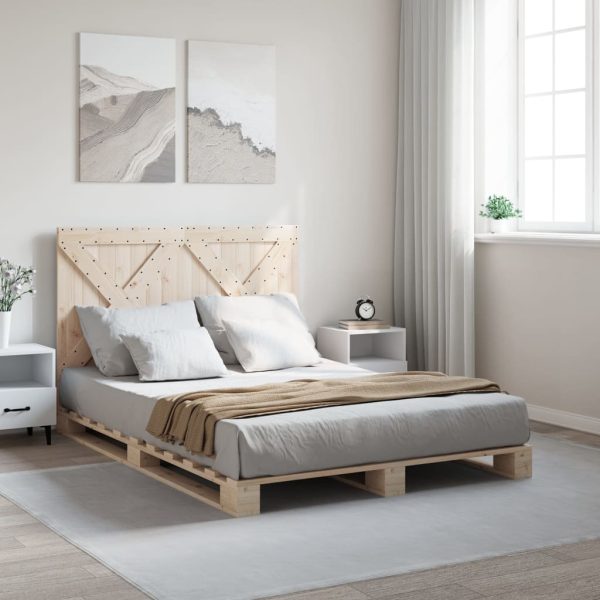 Bedframe met hoofdbord massief grenenhout wit 140x200 cm