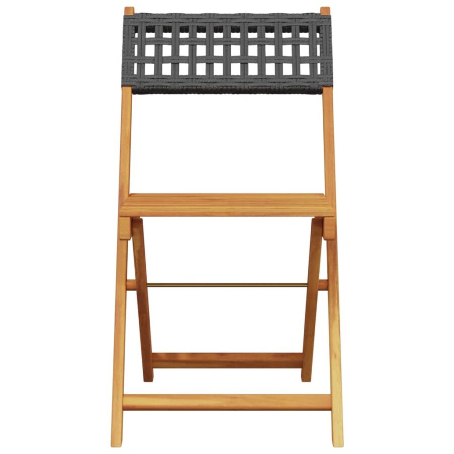 3-delige Bistroset poly rattan en massief hout zwart - Afbeelding 4