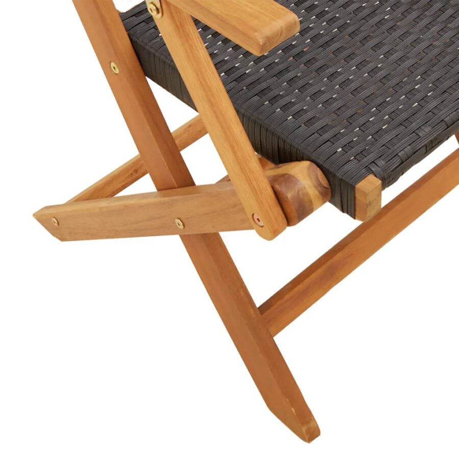 3-delige Bistroset poly rattan en massief hout zwart - Afbeelding 11