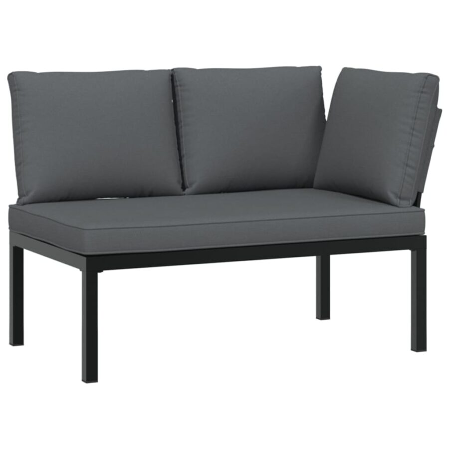 3-delige Loungeset met kussens aluminium zwart - Afbeelding 3