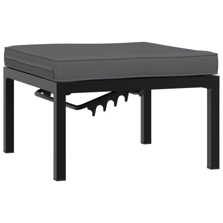 3-delige Loungeset met kussens aluminium zwart - Afbeelding 4
