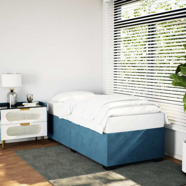 Bedframe fluweel blauw 100x200 cm