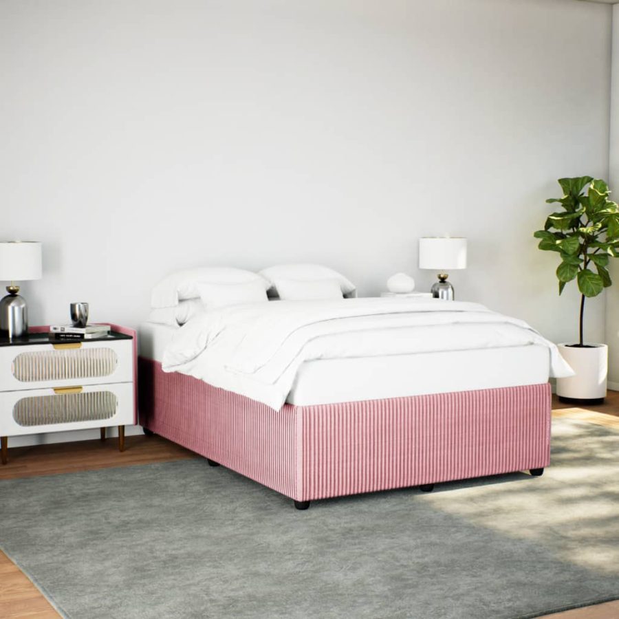 Bedframe fluweel roze 140x200 cm