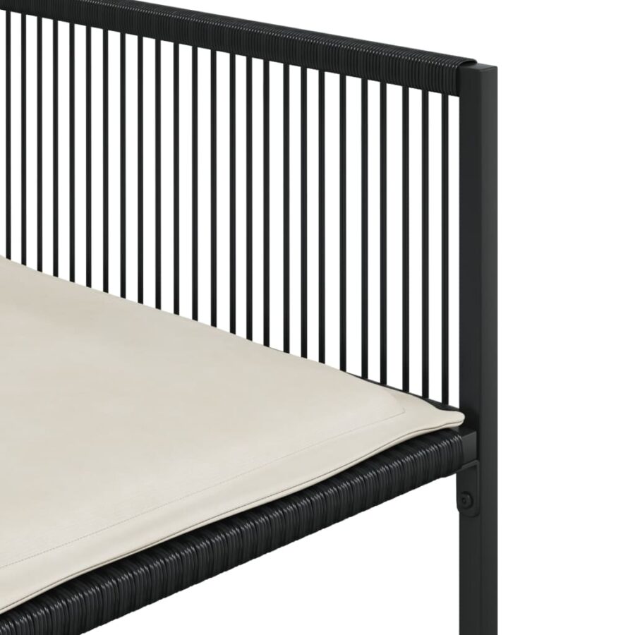 15-delige Tuinset met kussens poly rattan zwart - Afbeelding 8