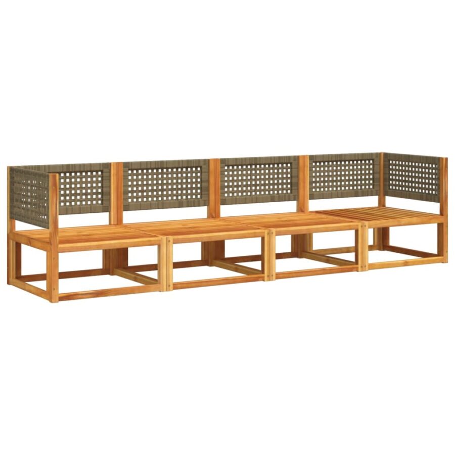 4-delige Loungeset met kussens massief acaciahout - Afbeelding 3