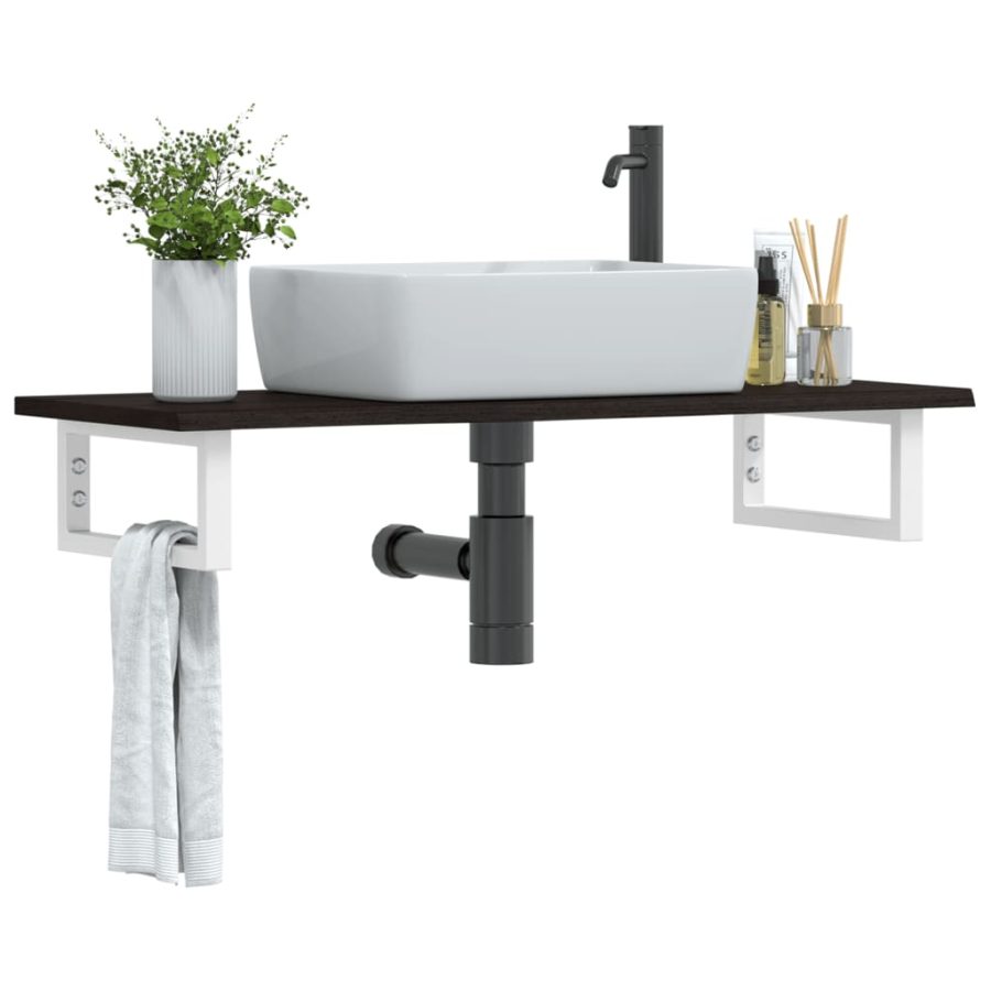Badkamer wandschap staal en massief eikenhout