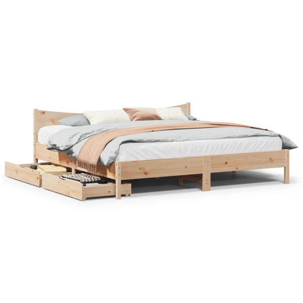 Bedframe met lades massief grenenhout 200x200 cm