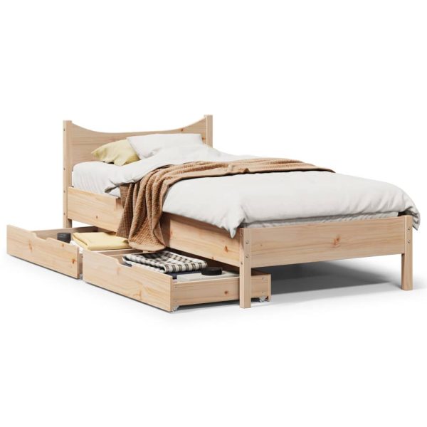 Bedframe met lades massief grenenhout 75x190 cm