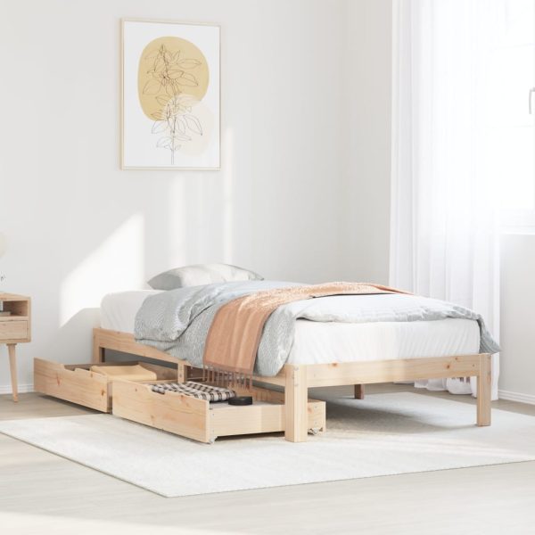 Bedframe met lades massief grenenhout 90x190 cm