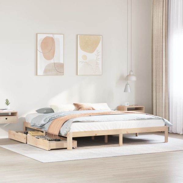 Bedframe met lades massief grenenhout 180x200 cm