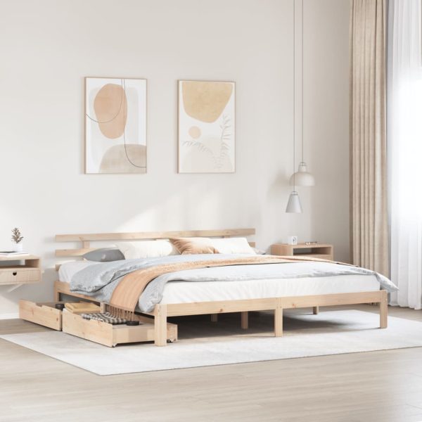 Bedframe met lades massief grenenhout 180x200 cm