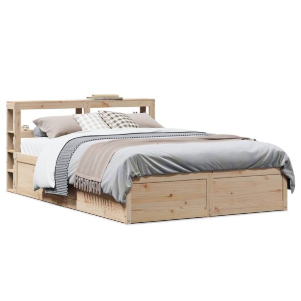 Bedframe met hoofdbord massief grenenhout wit 140x200 cm