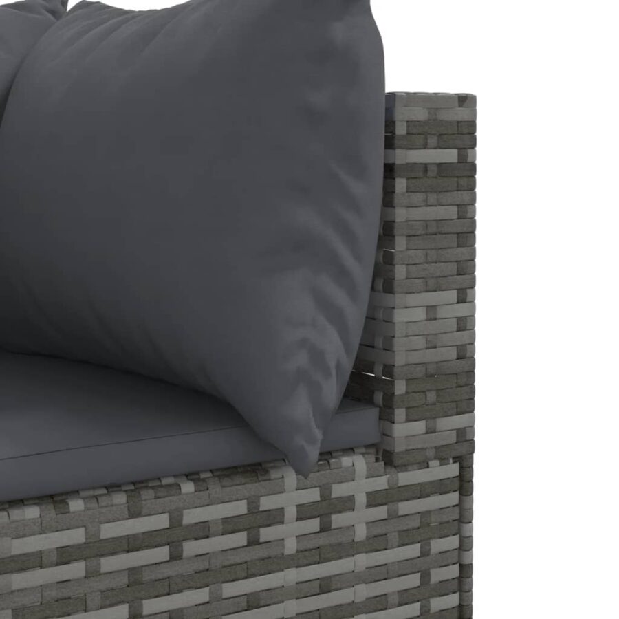 4-delige Loungeset met kussens poly rattan grijs - Afbeelding 6
