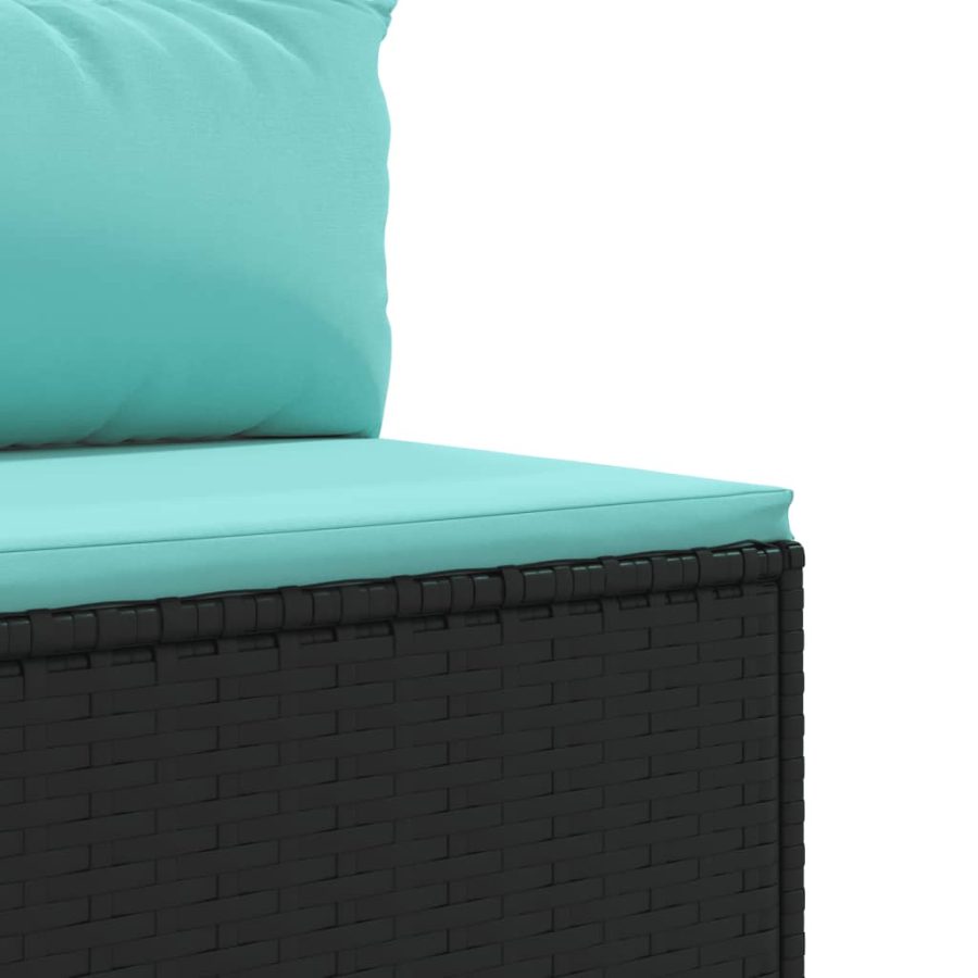 5-delige Loungeset met kussens poly rattan zwart - Afbeelding 5
