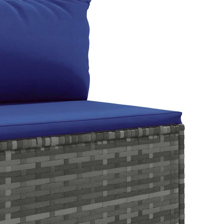 6-delige Loungeset met kussens poly rattan grijs - Afbeelding 5