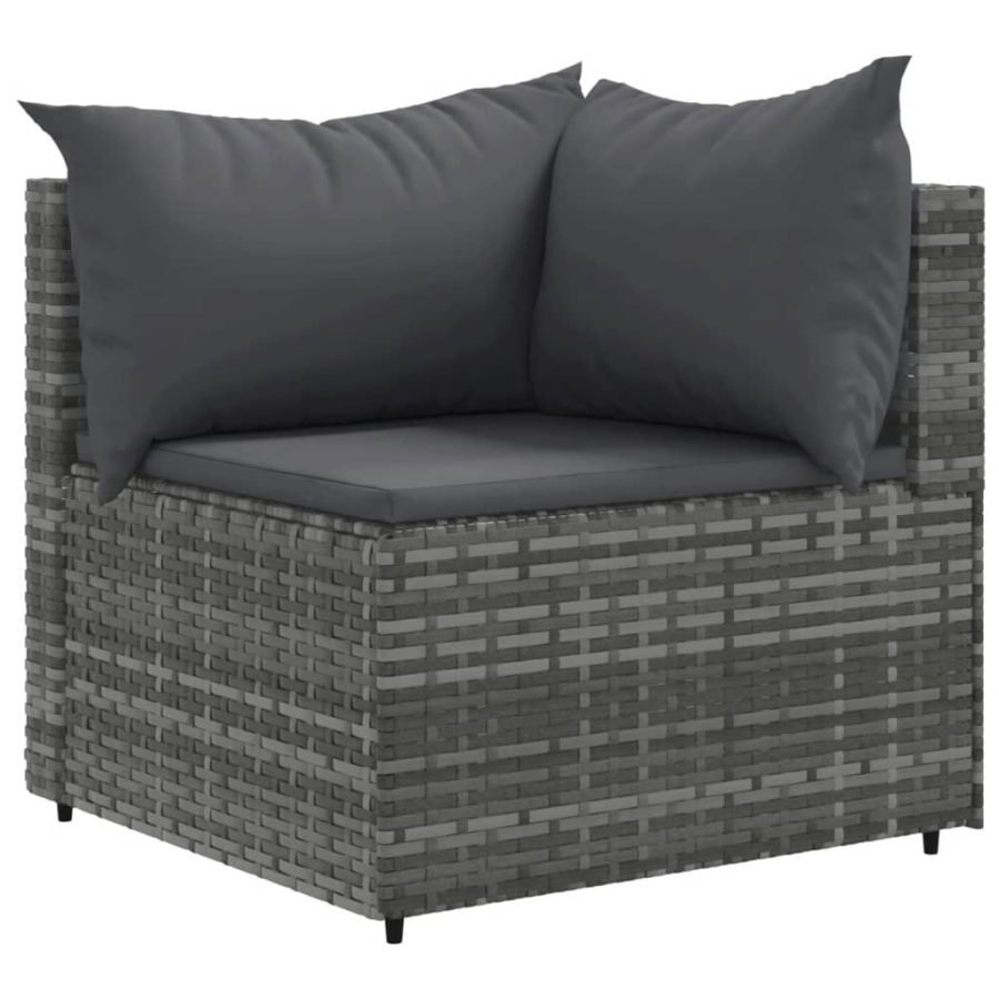 6-delige Loungeset met kussens poly rattan grijs - Afbeelding 3
