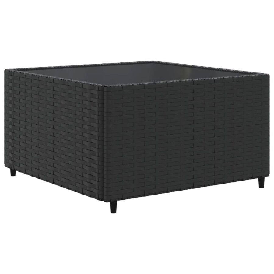 11-delige Loungeset met kussens poly rattan zwart - Afbeelding 5