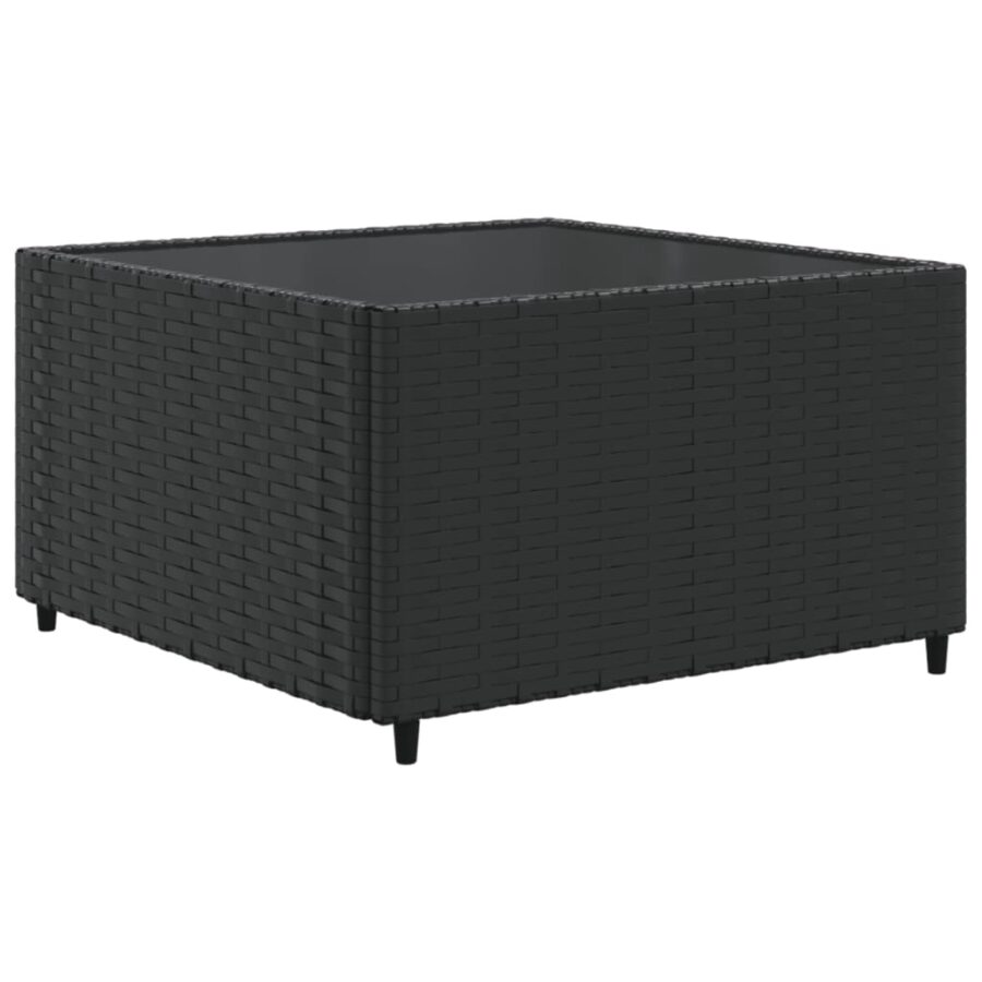 11-delige Loungeset met kussens poly rattan zwart - Afbeelding 5