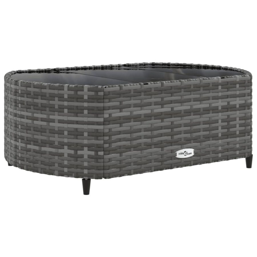 4-delige Loungeset met kussens poly rattan grijs - Afbeelding 5