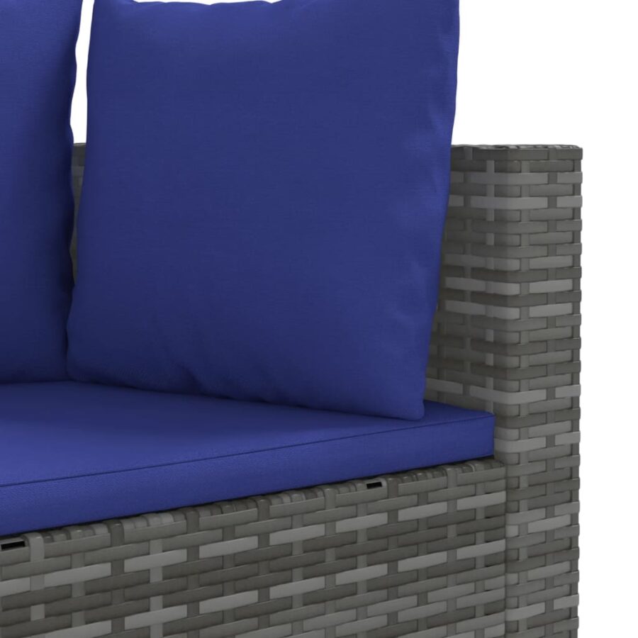 4-delige Loungeset met kussens poly rattan grijs - Afbeelding 6