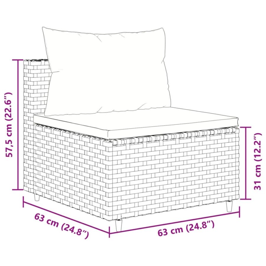10-delige Loungeset met kussens poly rattan bruin - Afbeelding 12
