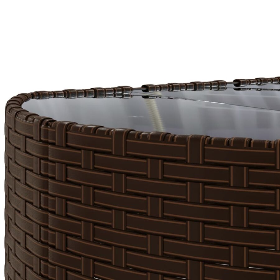 10-delige Loungeset met kussens poly rattan bruin - Afbeelding 9