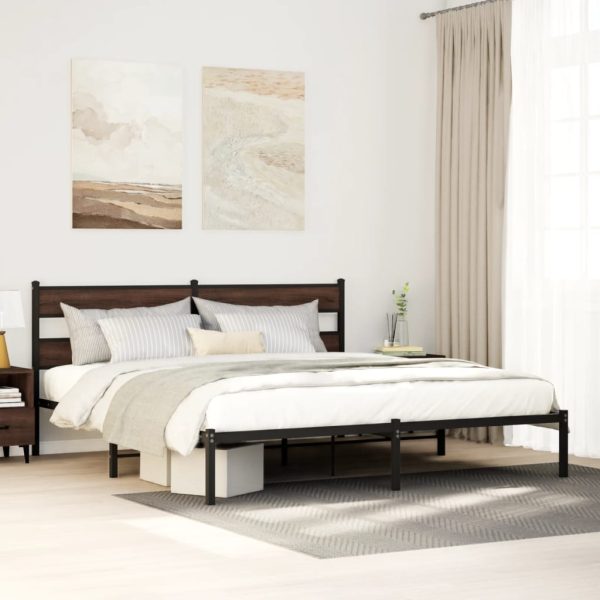 Bedframe met hoofdbord zonder matras bruin eiken 190x200 cm