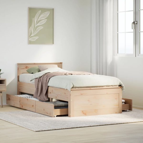 Bedframe met hoofdbord zonder matras grenenhout 75x190 cm