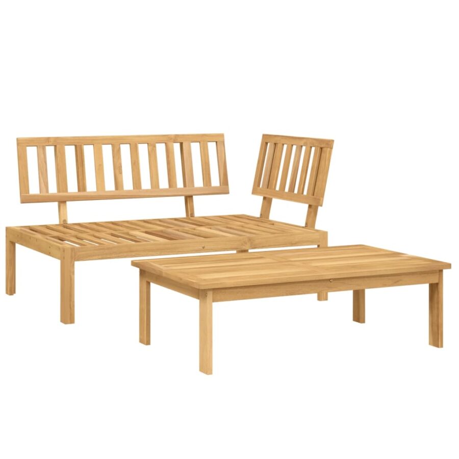 2-delige Loungeset pallet met kussens massief acaciahout - Afbeelding 3