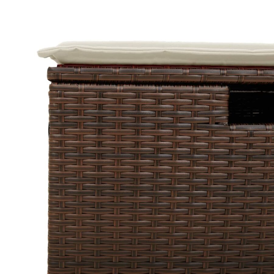 4-delige Loungeset met kussens poly rattan bruin - Afbeelding 10
