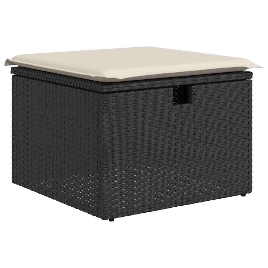 5-delige Loungeset met kussens poly rattan zwart - Afbeelding 5