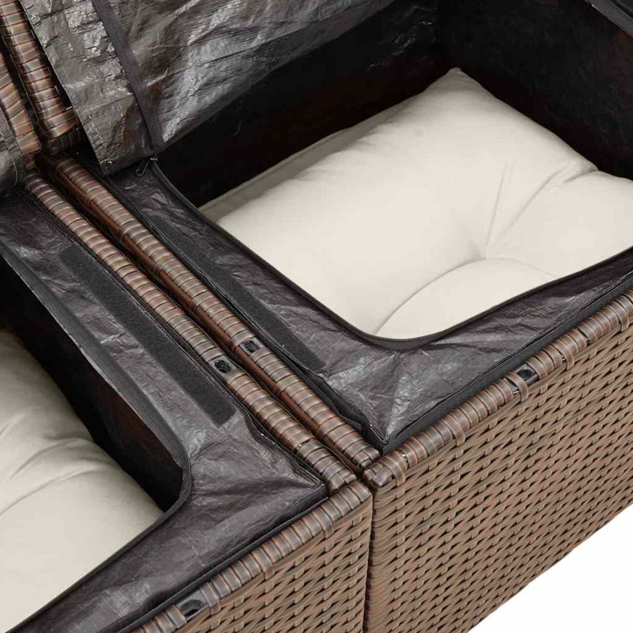 6-delige Loungeset met kussens poly rattan bruin - Afbeelding 11
