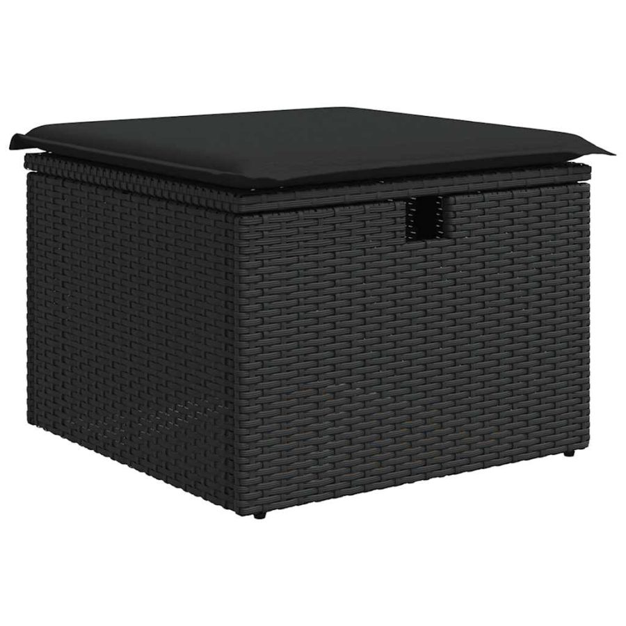 6-delige Loungeset met kussens poly rattan zwart - Afbeelding 5