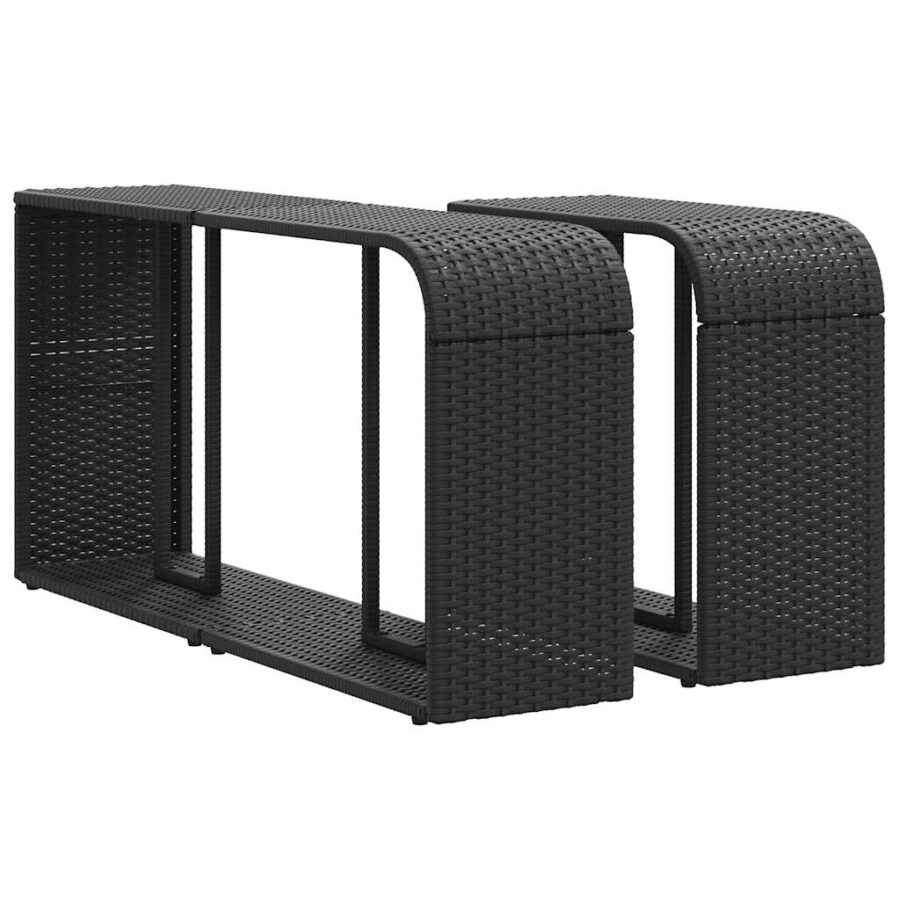 11-delige Loungeset met kussens poly rattan zwart - Afbeelding 8
