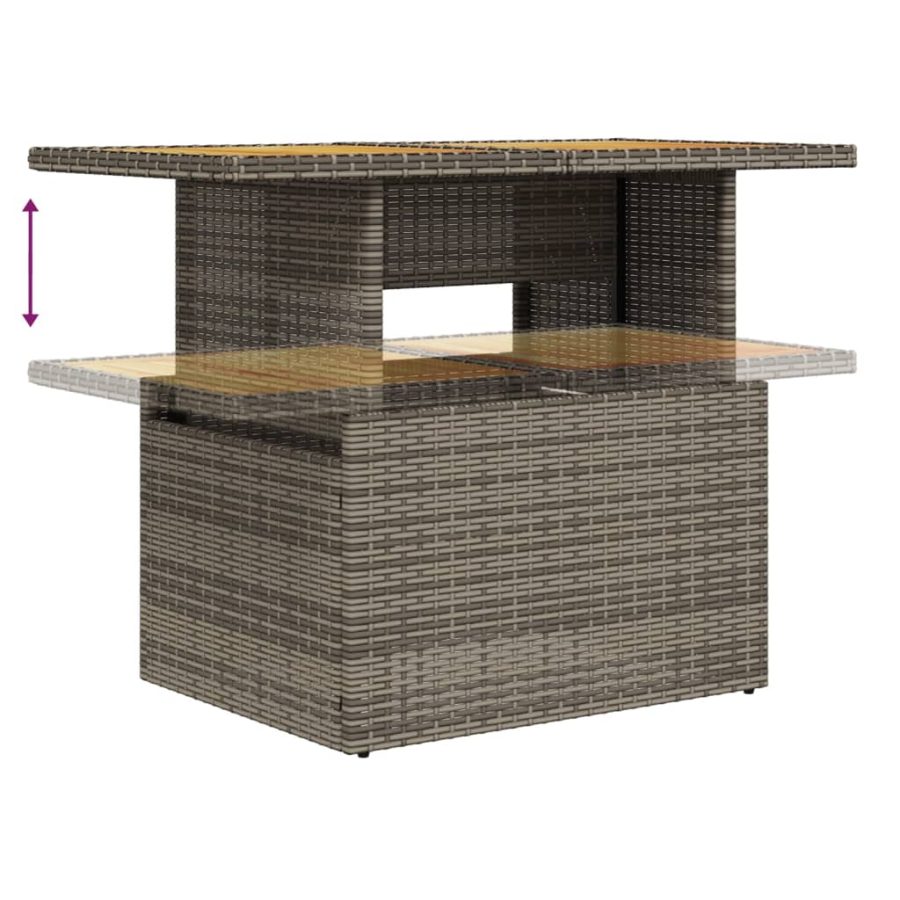 5-delige Loungeset met kussens poly rattan grijs - Afbeelding 8
