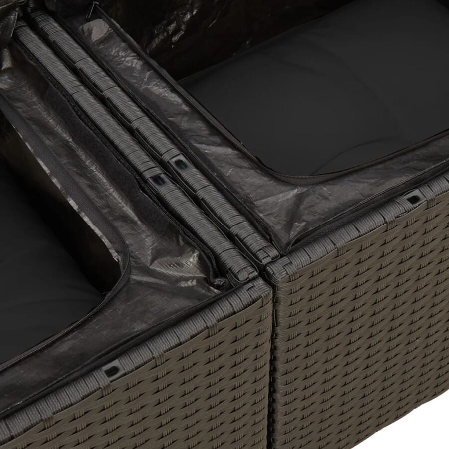 11-delige Loungeset met kussens poly rattan zwart - Afbeelding 12