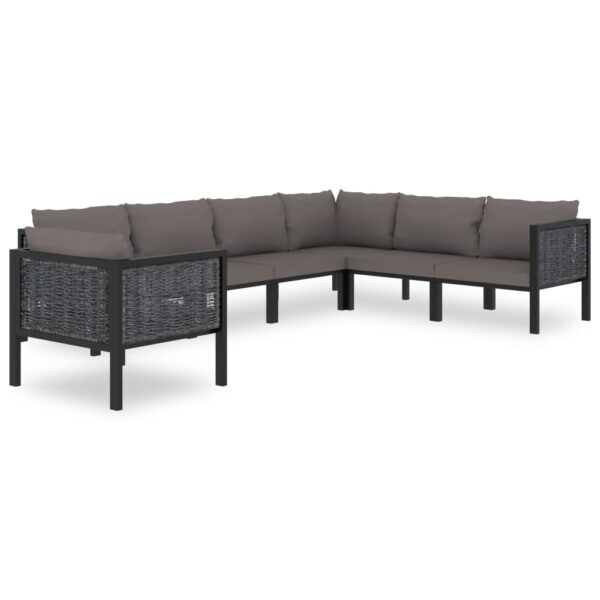 7-delige Loungeset met kussens poly rattan antraciet