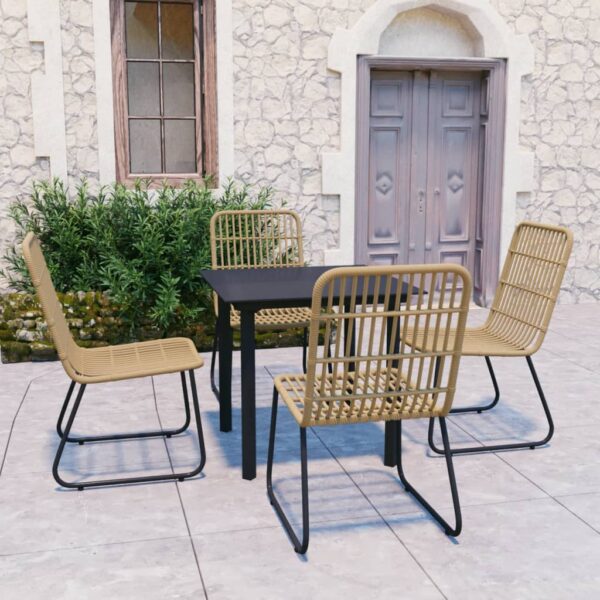 5-delige Tuinset poly rattan en glas