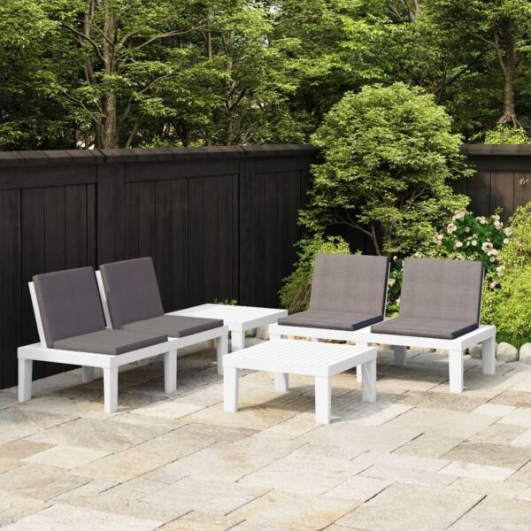 4-delige Loungeset met kussens kunststof wit