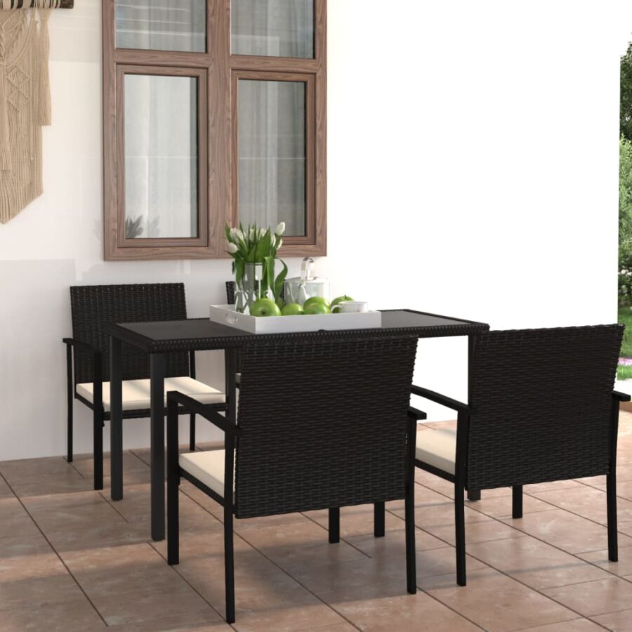 5-delige Tuinset poly rattan zwart