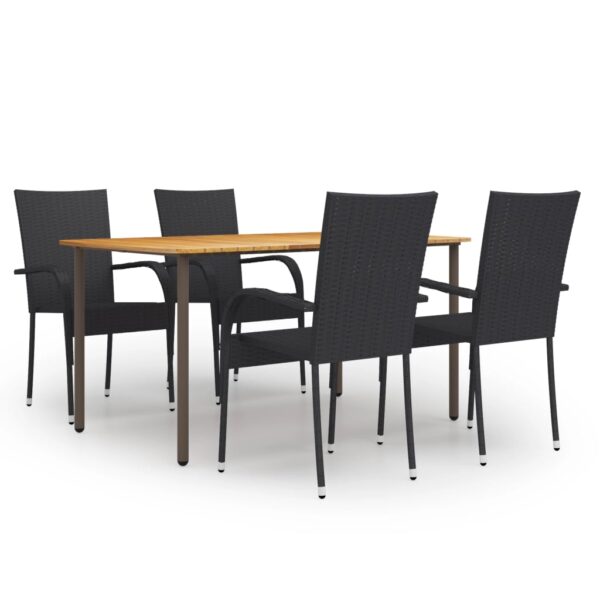 5-delige Tuinset poly rattan zwart