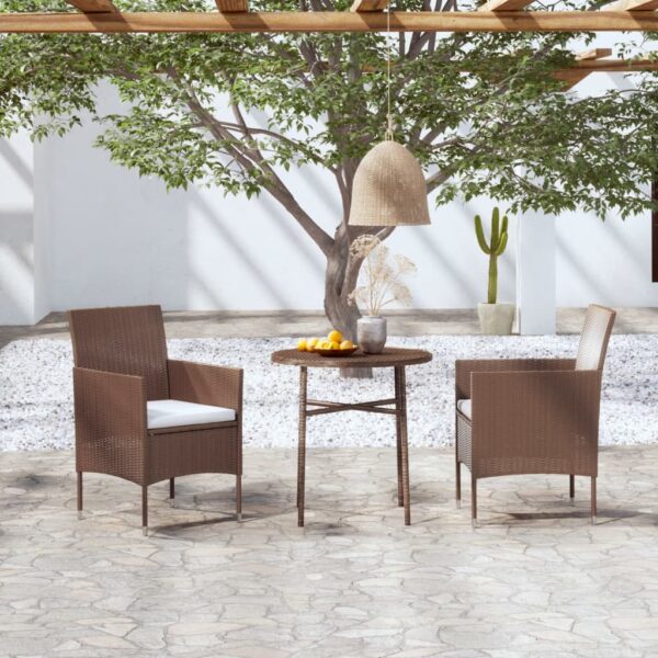 3-delige Tuinset poly rattan bruin
