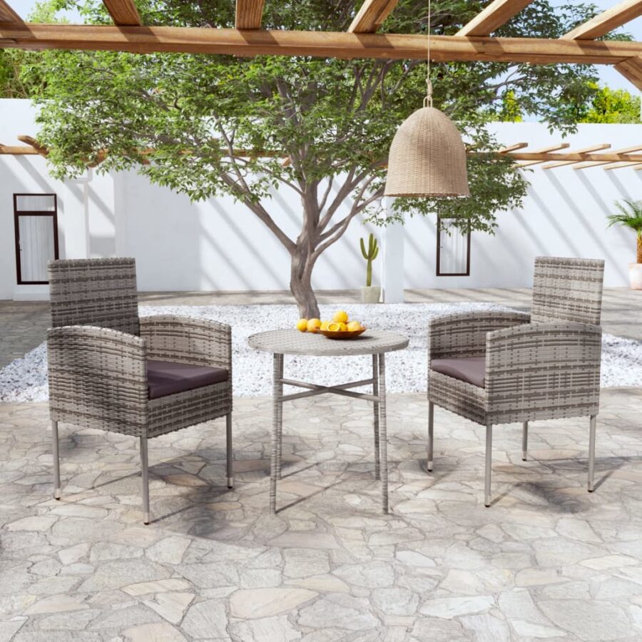 3-delige Tuinset poly rattan antracietkleurig