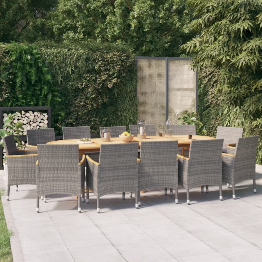 13-delige Tuinset met kussens grijs